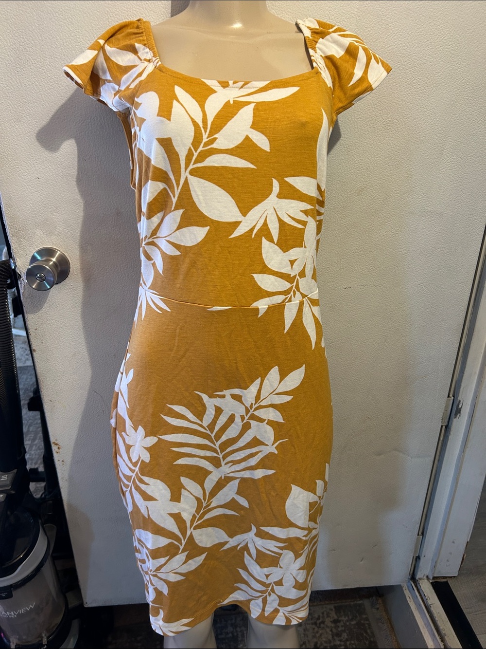 Old Navy Mustard Yellow Floral Midi Dress